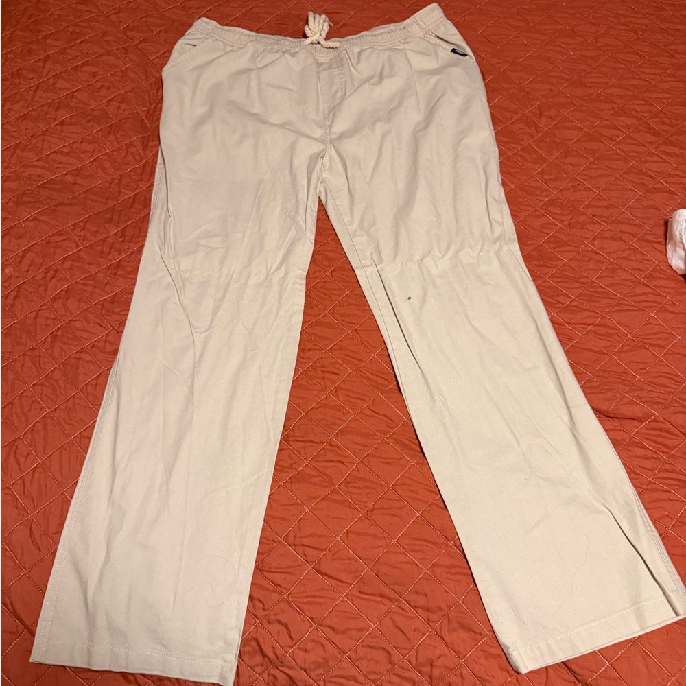 Cream Chinos with Relaxed Fit and Elastic Waistband